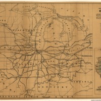 Map showing the position of Chicago in connection with the North West & the principal lines of rail roads, canals, navigable streams and lakes, together with the most important towns, and their distances from Chicago..tif